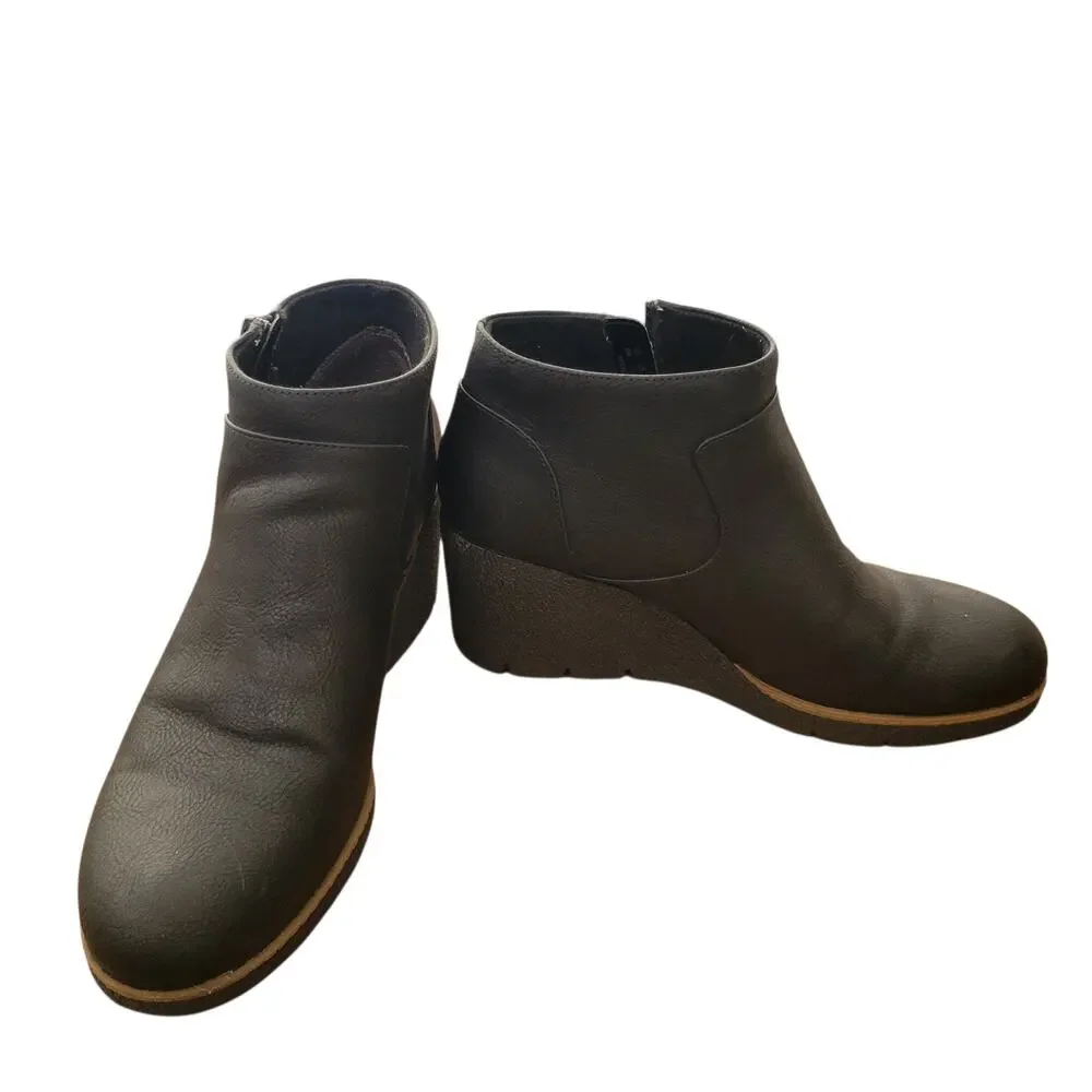 Women's Dr. Scholl's Ankle Boot Bianca Wedge Shoe Size 8 Zipper Chunky Heels